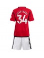 Manchester United Donny van de Beek #34 Domácí dres pro děti 2023-24 Krátký Rukáv (+ trenýrky)